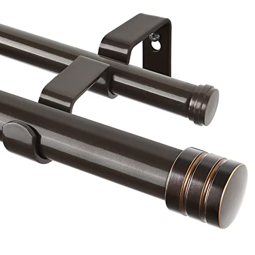 TONIAL 1 Inch Double Curtain Rods for Windows, 140 to 180 Inch Long, Bronze - color: Bronze, size: 140-180"