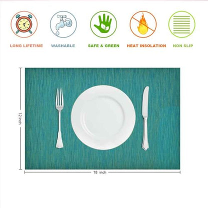 GIVERARE Placemats Set of 4, Heat-Resistant Woven Vinyl Placemat, Non-Slip Washable PVC Table Mat, Easy to Clean Premium Plastic Mats for Dining, Kitchen Table (Turquoise) - color: Turquoise