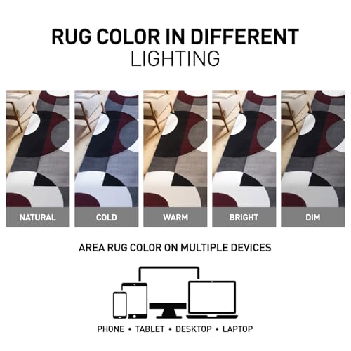Rugshop Circle Design Contemporary Geometric Area Rug Burgundy 5'3" x 7'3" - size: 5'3" x 7'3" (Rectangular)