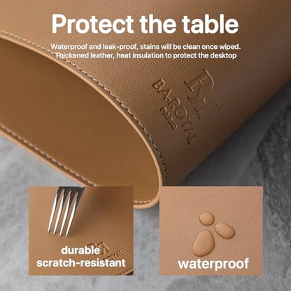 Baroyal Faux Leather Placemats Set of 4 Vinyl Washable Wipeable Table Mats for Kitchen Dining Table Heat Resistant Waterproof Indoor/Outdoor Placemats Non-Slip Easy Clean Place Mats (British Khaki) - color: B-british Khaki