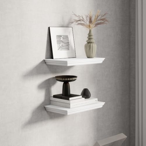 Fun Memories Floating Shelves, White, 16 Inch Long, 9.3 Inch Deep, 2 Pack - color: White, size: 16", Set of 2