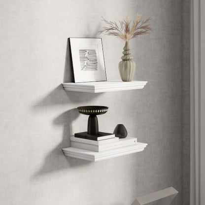Fun Memories Floating Shelves, White, 16 Inch Long, 9.3 Inch Deep, 2 Pack - color: White, size: 16", Set of 2