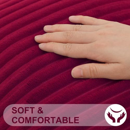 Simmore Fall Soft Burgundy Flannel Throw Pillow Covers 22X22 Set of 2 - color: Burgundy, size: 22" x 22" (Pack of 2)