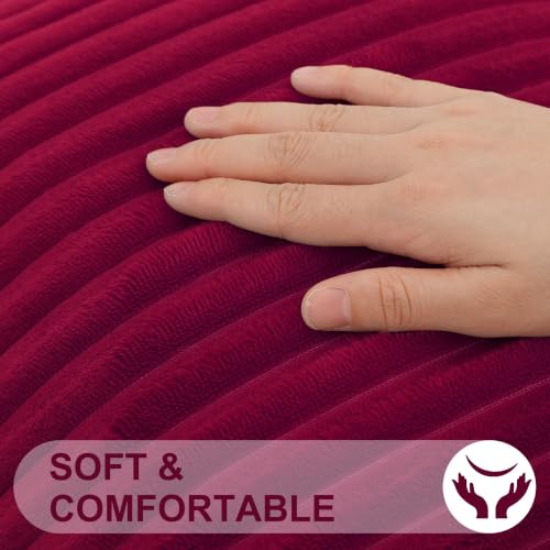 Simmore Fall Soft Burgundy Flannel Throw Pillow Covers 26X26 Set of 2 - color: Burgundy, size: 26" x 26" (Pack of 2)