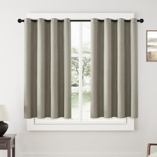 ChrisDowa Sand Blackout Curtains 45 Inches Long 2 Panels for Bedroom - color: Sand, size: 52"W x 45"L (Pack of 2)