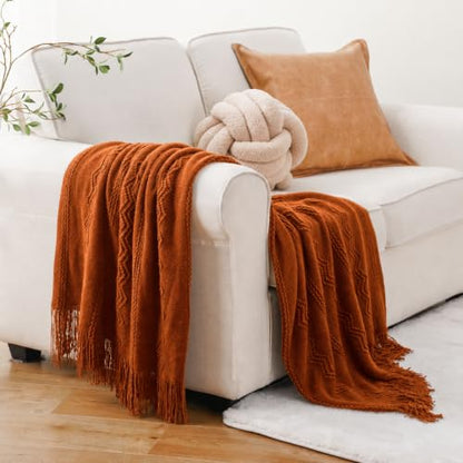BATTILO HOME Rust Throw Blanket for Couch, 50"x60" - color: Caramel, size: 50 x 60 in.