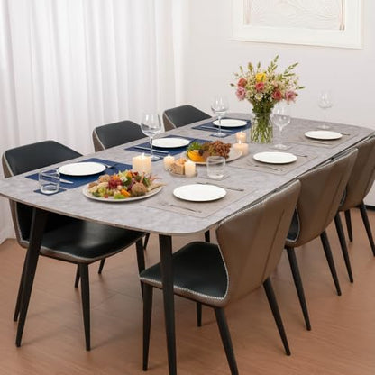 Vinyl Placemats Set of 4, Dual Sided Place Mats with Drink Coasters - color: Navy Blue/Light Gray Two-tone, size: Set of 4