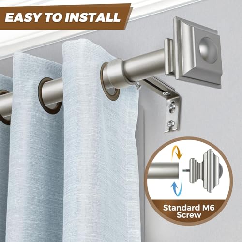 KAMANINA Square Finials for Curtain Rods 1 and 7/8 Inch, Set of 2, Silver - color: Antique Silver