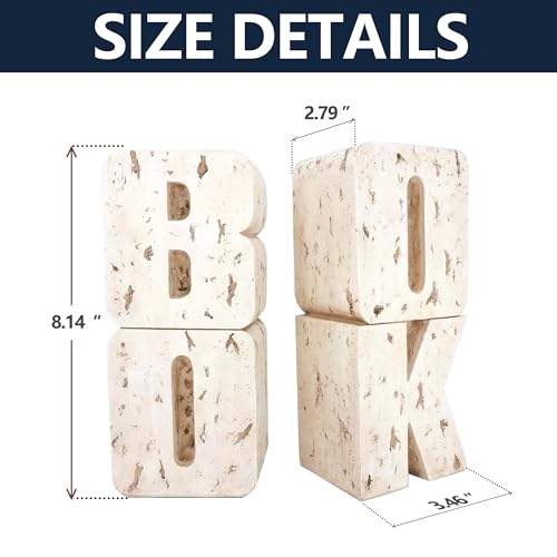Bookends Book Ends Decorative, Book Design, Modern Bookends for Shelves, Non-Skid Heavy Duty Resin Book Stopper for Books, Resin, 1Pair