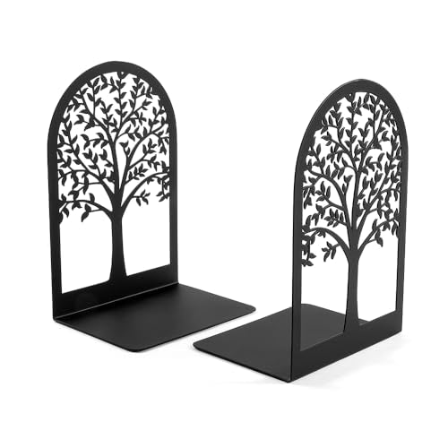 4 Style Tree of Life Desktop Book Ends for Teacher - Office Desktop Home Bookend Non-Skid Book Ends Gift for Book Loves Office Desktop Iron Book Rack (2pc B187-B173), SL213 - color: 2pairs B187-b173