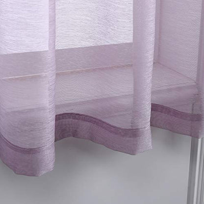 DONREN Lilac Purple Luxury Textured Sheer Window Panel Curtains Grommet Top Sheer Drapes for Windows 52 Wide x 63 inch Length 2 Panels - color: Lavender Purple, size: 52"W x 63"L (Pack of 2)