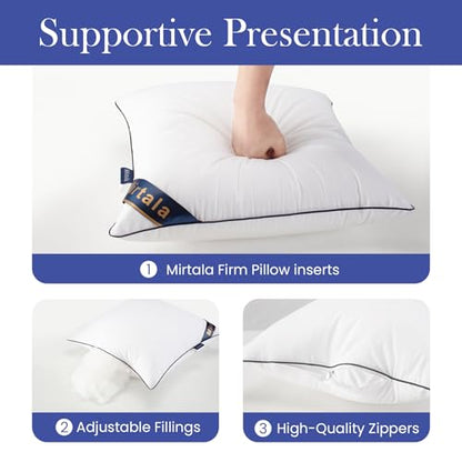 Mirtala 18"x18" Pillow Inserts Set of 2 with 100% Cotton Cover Decorative Square Throw 18" Pillows Living Room, Sofa, Couch, and Bed-White - size: 18 x 18-Inch