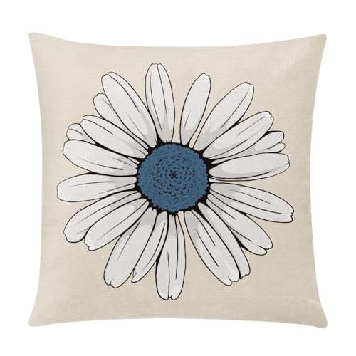 COMMINY Blue Beige Pillow Covers 20x20 Set of 6 Floral Throw Pillow Covers - color: Blue White Beige, size: 20" x 20" (Pack of 6)