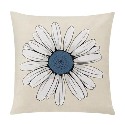COMMINY Blue Beige Pillow Covers 20x20 Set of 6 Floral Throw Pillow Covers - color: Blue White Beige, size: 20" x 20" (Pack of 6)