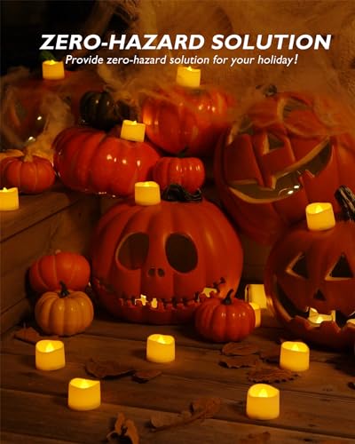Homemory 12-Pack Flameless Tea Lights Candles Battery Operated, 200+ Hours - color: Bright Amber Glow – White Body, size: Pack of 12