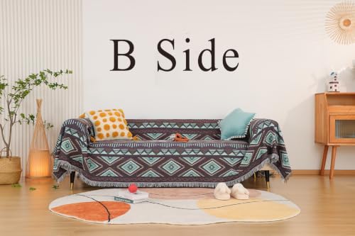 Luxlovery Bohemian Sofa Throw Blankets Ethnic Woven Boho Geometric White and Khaki Throw Blanket for Couch Aztec Bed Throws Oversized Chair Sofa Cover with Tassels(51"x63") - color: Mocha, size: 51"x63",130x160cm
