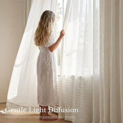 NICETOWN Natural Faux Linen Curtains 63 Inch Length 2 Panels, W55xL63 - color: Natural, size: 55"W x 63"L (Pack of 2)