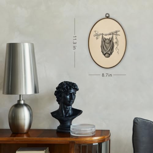 Gnmduw Gothic Halloween Hanging Bat Oval Wall Art Framed Decor, 8.7x11.3 - color: bat1, size: 11.3"L x 8.7"W