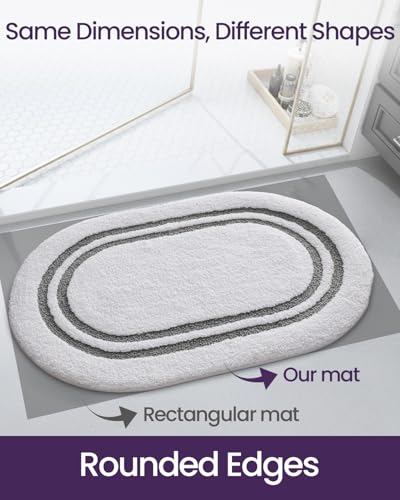 DEXI Oval Bath Mats for Bathroom Non Slip, 43x24 Bath Mat, Dark Grey - color: Dark Grey, size: 43" X 24" (Oval)