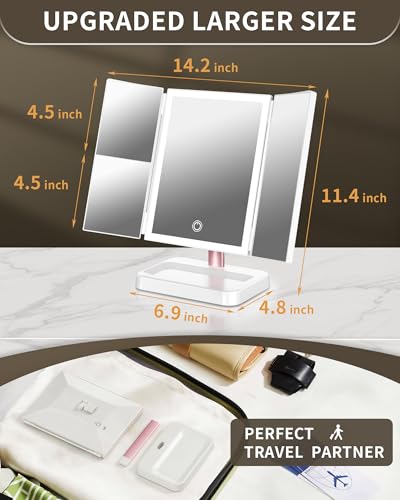 BERTHALESS Makeup Mirror Vanity Mirror with Lights, 1X 2X 3X Magnification - color: White