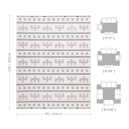 8x10 Washable Area Rug for Living Room, Neutral Geometric, Cream Beige - color: Cream Beige, size: 8' x 10'(Rectangular)