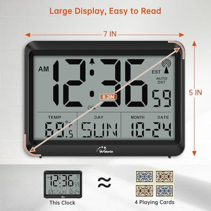 WallarGe Self-Setting Atomic Digital Wall Clock with Auto DST - size: Medium