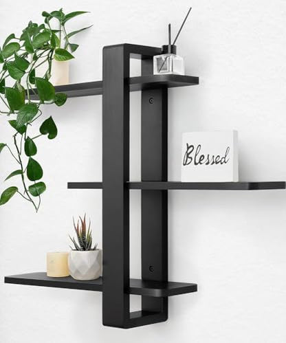 SUMGAR Black Floating Shelves for Wall, 3 Tier Adjustable Large Shelf Unit - color: Black, size: 3 Tier 19.6in