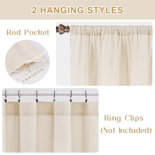 ASPMIZ Farmhouse Valances for Windows, Beige+Khaki, 52x18 Inches, 1 Panel - color: Khaki&khaki, size: 52"W x 18"L (Pack of 1)
