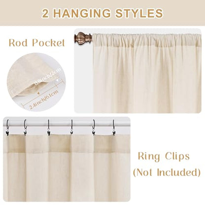 ASPMIZ Farmhouse Valances for Windows, Beige+Khaki, 52x18 Inches, 1 Panel - color: Khaki&khaki, size: 52"W x 18"L (Pack of 1)