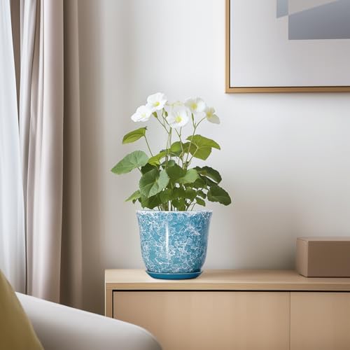 Ceramic Pots for Plants, 5.6 Inch Plant Pot with Drainage, Blue - color: Gemstone Blue, size: 6 Inch