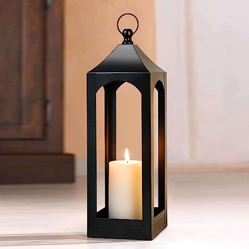 Modern Farmhouse Lantern Decor Metal Decorative Hanging Candle Lanterns - size: Large