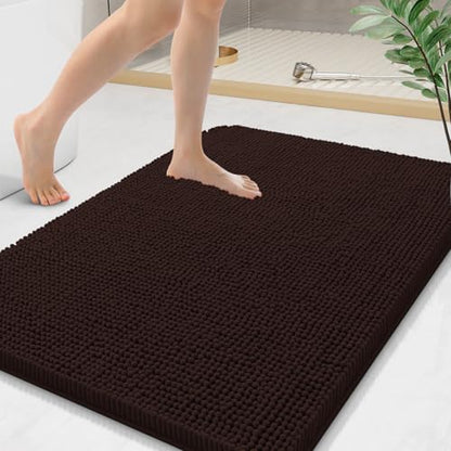 Arotive Bathroom Rugs 36x24, Soft Absorbent Shaggy Chenille Bath Rugs - color: Brown, size: 36" X 24"