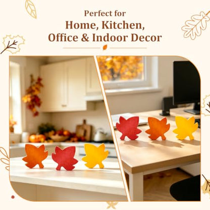 Fall Table Decor 3 PCS-Autumn Harvest Leaves Decorations for Home Indoor - style: Wooden Maple