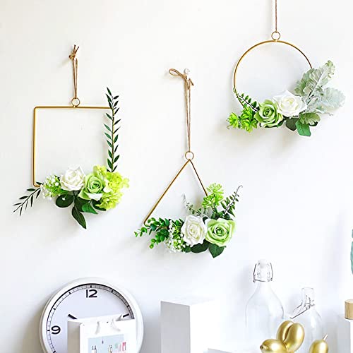 MSCFTFB 12 Pieces 4 Sizes Round Shaped Dream Catcher Rings Macrame Gold Metal Hoops for Floral Wreath Wall Hangings DIY Craft Supplies Home Decor (Round) - size: Round