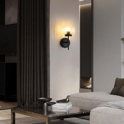 Battery Operated Wall Sconces Set of Two Rechargeable Battery Powered Gold Wall Light Fixtures with Remote Control Globe Glass Dimmable for Living Room Bedroom Mirror Hallway (2 Pack) - color: Black