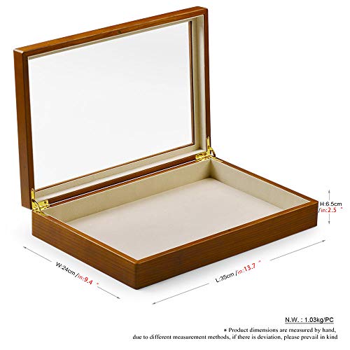 Oirlv Creamy-white Wood Jewelry Box Glass Lid Vintage Case - size: Creamy-white Flat Box