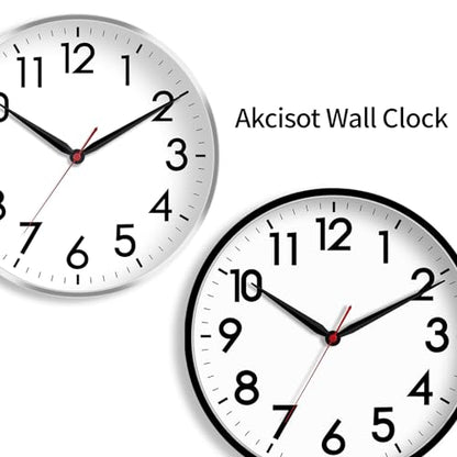 AKCISOT 16 Inch Wall Clock, Silent Battery Operated Analog Clock, Black - color: A_black, size: 16 Inch