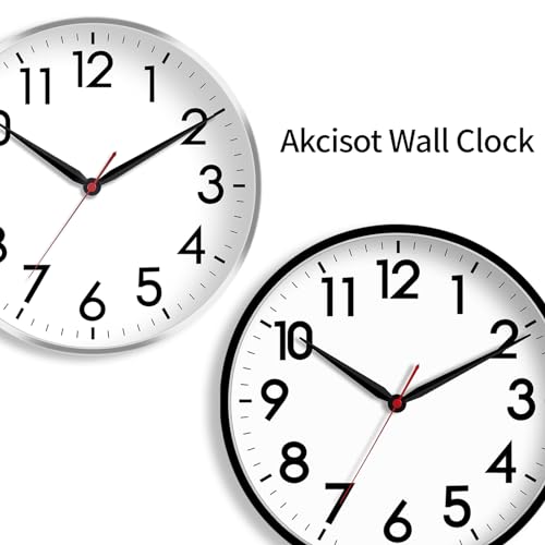 AKCISOT 16 Inch Wall Clock, Silent Battery Operated Analog Clock, Black - color: A_black, size: 16 Inch