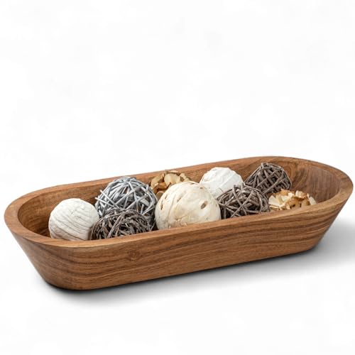 Mie Creations 16.5'' Large Wooden Dough Bowl for Decor, Table Centerpiece
