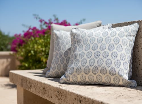 ATOSII Cotton Blockprint Throw Pillow Cover, Amalfi Blue, Set of 2, 20 X 20 - color: Amalfi, size: 20" x 20" (Pack of 2)