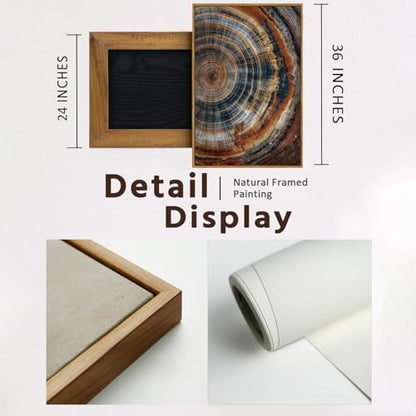 BingruiArt Faux Wood Tree Ring 04 Canvas Wall Art 24x36 Framed - color: Tree Ring - 04, size: 36"L x 24"W