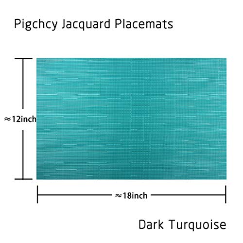 PIGCHCY Placemats,Durable Heat Resistant Placemats for Dining Table,Washable Woven Vinyl Kitchen Placemats Set of 4 (18 x 12 inches, Turquoise) - color: C: Blue Turquoise, size: 4 Placemats