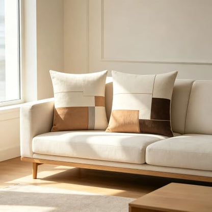 Neutral Geometric Color Block Throw Pillow Covers 18x18 Inch Set of 2 - color: A20009, size: 18" x 18" (Pack of 2)