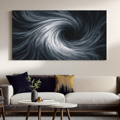 YISXINOAG Black White Abstract Wall Art Modern Spiral Painting 29"X58" - color: black white, size: 58"L x 29"W