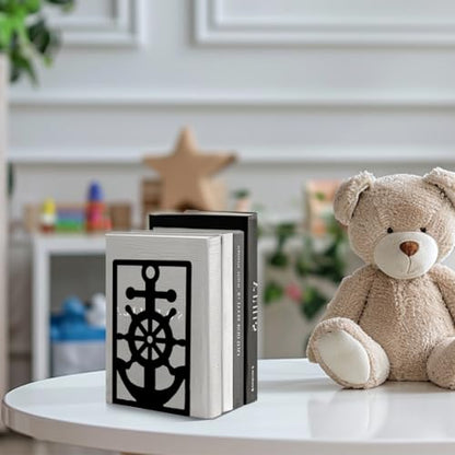 Peacoblue 5.3"x4.3"x7.9" Metal Bookends, Heavy Duty Book Ends for Shelves - style: Gothic Crow