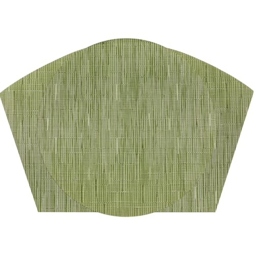 SHACOS Small Round Table Placemats Set of 5 Woven Vinyl Wedge Placemats with Centerpiece Round Table Mats Heat Resistant Wipe Clean (5, Green) - color: Green