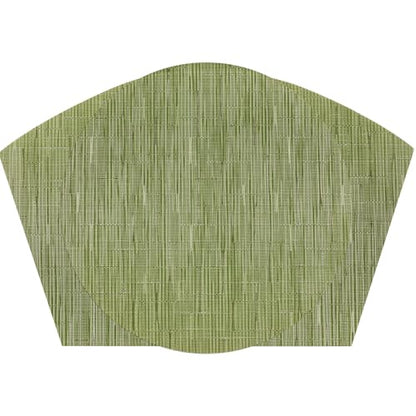 SHACOS Small Round Table Placemats Set of 5 Woven Vinyl Wedge Placemats with Centerpiece Round Table Mats Heat Resistant Wipe Clean (5, Green) - color: Green