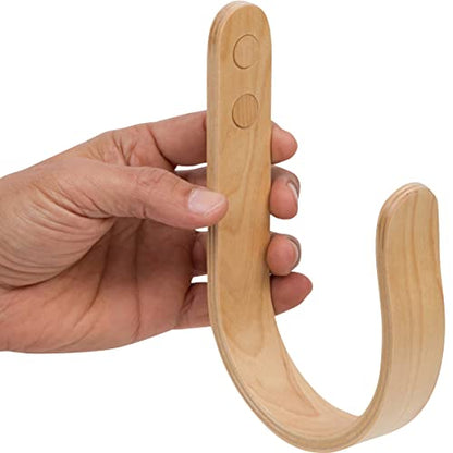 2 x Waveply Wood Curtain Holdbacks Plywood Drapery U Shaped Hook Tiebacks for Wall (Birch) - color: Maple