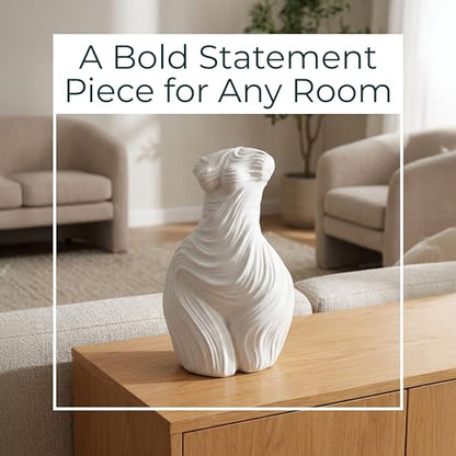 Modern Freeform Resin Sculpture Accent for Living Room Decor, 16", White