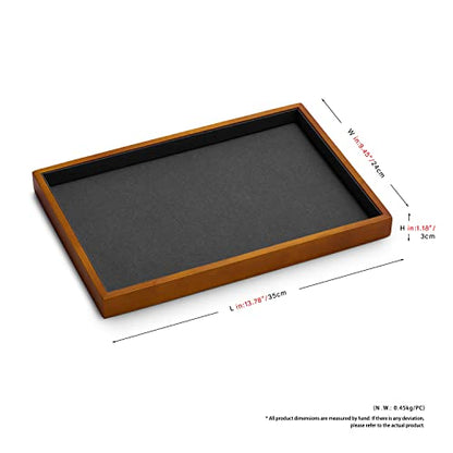 Oirlv Wood Flat Jewelry Tray Stackable Jewelry Drawer Organizer Showcase Jewelry Holder(Grey) - color: Grey flat tray